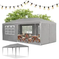 Juskys Partytent - Paviljoen - Opvouwbaar - Met Zijwanden - Waterdicht - 300 x 600 x 250 cm - Donkergrijs