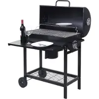 Famanu Barbecuetrolley -F70, houtskool barbecue staander barbecue tuinbarbecue met dekselplateau, staal 103x93x70cm zwart
