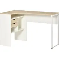 HOMCOM L-vormig bureau - spaanplaat - 120x60x74cm - wit
