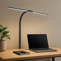 Goliving Bureaulamp met Klem XL - 78 CM - LED Dimbaar met Afstandsbediening - Klemlamp - Tafellamp - Leeslamp - Flexibel - Ledlamp - Touch Bediening - Softclose - Zwart
