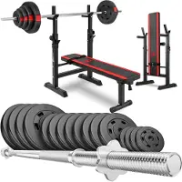 Hop-Sport 1080 Verstelbare Halterbank – Krachtstation voor Thuis met Halterset 99 kg