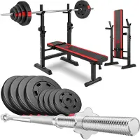 Hop-Sport Fitnessbank 1080 Verstelbaar – Halterset 30 kg – Krachtstation voor Thuis