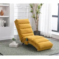 OKWISH Massagestoel met afstandsbediening, comfortstoel voor slaapkamer, kantoor of woonkamer, 5 massageprogramma's, mostergele kleur