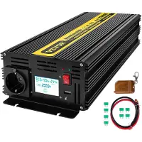 Vevor Zuivere Sinus Omvormer 2500W, Omvormer DC 12V naar AC 230 V en Monitor LCD, Pure Sinus Omvormer Piekvermogen 5000W, Spanningsomvormer Pure Sinus en Afstandsbediening, Auto Omvormer Veilig Huis