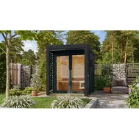 Karibu | Ares 1 Buitensauna | Antraciet-Antraciet | Kachel 9 kW Externe Bediening