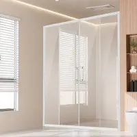 Vevor semi-frameloze douchedeur schuifdeur douchecabine 1469-1499 x 1778 mm dubbele glazen schuifdeur met (6 mm) helder gehard glas