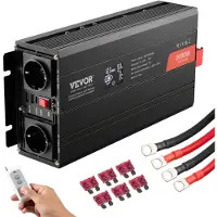 Vevor 2000W zuivere sinusomvormer van 12 V naar 230 V wisselstroom met 2 stopcontacten