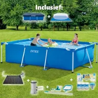 Intex Frame Pool Zwembad - Opzetzwembad - Compleet pakket - Rechthoekig - 300 x 200 x 75 cm - Blauw - Inclusief Pomp & Overige Accessoires