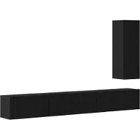 Syfax Tv-meubelset met lade 4 pcs Zwart Eiken Bewerkt hout