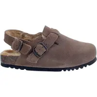 Scholl Klomp Women Fae Backstrap Suede Fur Taupe-Schoenmaat 42