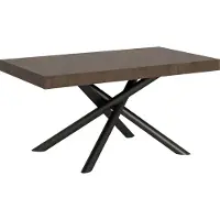 Itamoby - Uittrekbare eettafel 160/264x90 cm, met poten van notenhout en een antracietkleurige onderplaat