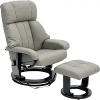Fortuna Lai relaxfauteuil met voetbankje, massagestoel met ligfunctie, elektrisch verstelbare ligstoel met afstandsbediening, tv-fauteuil met zijvak, kunstleer, grijs
