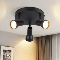 ZMH Deckenstrahler, 3-lichts, plafondlamp, hal. Zwart, moderne design, ronde spot, binnen, plafondspots, metaal, GU10, kantelbaar, geschikt voor slaapkamer, woonkamer, keuken (zonder lampen)