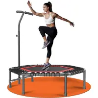 DH FitLife Fitness Indoor Trampolijn | Ø114cm 45 inch Mini Trampolijn voor Cross Jumping | Draagvermogen 150 KG | Met 3 verstelbare handgreepstanden | Stabie
