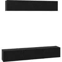 Syfax Tv-meubelset Wandgemonteerd 5 pcs Zwart Eiken Bewerkt hout