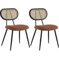 Happy Garden Set van 2 stoelen in riet en roestkleurige lusstof ELENA