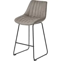 Homescapes - Barkruk Ascot kunstlederen barkruk met rugleuning - 97cm - grijs