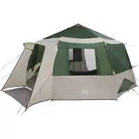 vidaXL Cabin Tent 12-Person met dak Groen en Grijs 500 x 500 x 294 cm