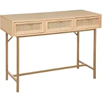 Atmosphera Consoletafel Rayo met 3 lades - Gouden poten - Berk - B. 110 x D. 40 x H. 80,5 cm - Dress