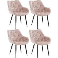 CLP Set van 4 stoelen, model Tanna, fluweel, gestoffeerd, roze