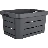 Eda Plastiques Groente- en fruitmand - 25L - 55X39,5X16,5cm - Antraciet - Kunststof - Houtstructuur