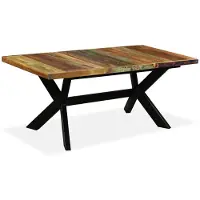 Syfax Eettafel 180 cm massief gerecycled hout en stalen kruis