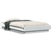 vidaXL Bedframe met LED-verlichting bewerkt hout wit 100x200 cm