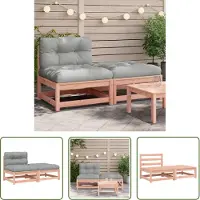 The Living Store Lounge Set - Tuinbank - Tuinbank zonder armleuningen met kussens en voetenbank - Buitentuin - Hout Meubel - Douglas Hout