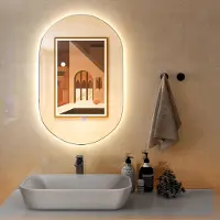OEM Badkamerspiegel, 80 x 50 cm, met anti-condensfunctie en 3 lichtkleuren