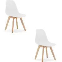 Leobert Set van 2 Eetkamerstoelen KITO – Wit – Beuken Poten – Kuipstoel met Kunststof Zitting – Tijdloos Design, Functioneel en Duurzaam, Geschikt voor Woonkamer, Eetkamer en Kantoor