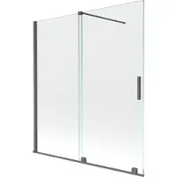 Mexen Velar badwand 2-delige schuifbare 150 x 150 , transparant, geborsteld geweergrijs - 896-150-000-01-66