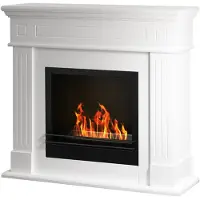 DIVINA FIRE Cambridge -ethanolhaard, staande haard, van wit hout, 110 x 37 x 102 cm.