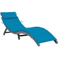 The Living Store Ligbed Acaciahout - Grijs - 190x60x51 cm - Inklapbaar - Met kussens