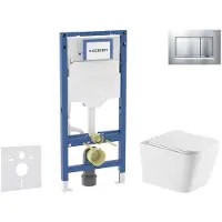 Geberit Duofix - Voorwand montageset, Arkas I toilet en softclose zitting, Sigma20 bedieningsplaat, gelakt chroom mat/chroom SANI11CA2115