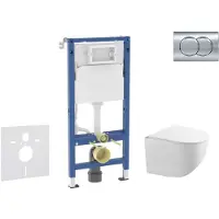 Geberit Duofix - Voorwand montageset, Gaia toilet en softclose zitting, Delta01 bedieningsplaat, glanzend chroom SANI11CA1130B