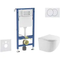 Geberit Duofix - Set voorwandinstallatie, Oudee toilet en softclose zitting, Delta bedieningsplaat, wit SANI11CA31102