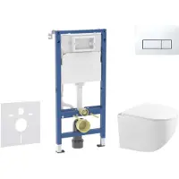 Geberit Duofix - Voorwand montageset, compacte toilet Gaia en softclose zitting, Delta50 bedieningsplaat, alpenwit SANI11CA3151B