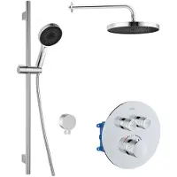 Kielle Oudee - Doucheset met inbouwthermostaatkraan, voor 2 functies, met accessoires EcoSpare en hoofddeel, chroom 20602SPT10