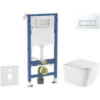 Geberit Duofix - Voorwandinstallatieset, Arkas I toilet en softclose zitting, Delta50 bedieningsplaat, alpine wit SANI11CA31147