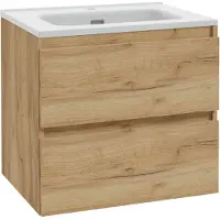 Kielle Nefia - Kast inclusief wastafel, 60x55x46 cm, 2 laden, gouden eiken 50027S621