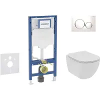 Geberit Duofix - Voorwand montageset, Tesi toilet en softclose zitting, Sigma20 bedieningsplaat, wit/chroom SANI11CD3111