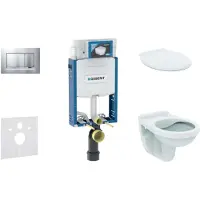 Geberit Kombifix - Set voorwandinstallatie, closet Alpha met WC-zitting, Sigma20 bedieningsknop, mat chroom/chroom 110.302.00.5 NR7