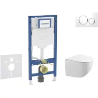 Geberit Duofix - Voorwand montageset, Gaia toilet en softclose zitting, Sigma20 bedieningsplaat, wit/chroom SANI11CA3118B