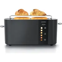 Arendo Toaster LEVEL TOUCH, lange sleuven voor 2 boterhammen, 1000 W, touchscreen met 6 toastinstellingen en timer, broodroosteraccessoire, roestvrijstalen broodrooster, zwart