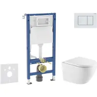 Geberit Duofix - Voorwand montageset, Oudee toilet en softclose zitting, Delta20 bedieningsplaat, alpine wit SANI11CA31138