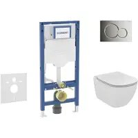 Geberit Duofix - Voorwand montageset, Tesi toilet en wc zitting, Sigma01 bedieningsplaat, glanzend chroom SANI11CD1117