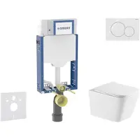 Geberit Kombifix - Voorwandinstallatieset, Arkas I toilet en softclose zitting, Sigma01 bedieningsplaat, alpine wit SANI15CA3164