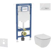 Geberit Duofix - Voorwandinbouwset, Ideal Standard Tesi toilet en zitting, Sigma50 bedieningsplaat, Rimless, SoftClose, Alpine wit SANI11CD3122
