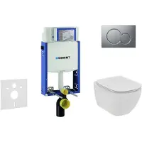 Geberit Kombifix - Set voorwandinstallatie, toilet en zitting Ideal Standard Tesi, bedieningspaneel Sigma01, Rimless, SoftClose, mat chroom 110.302.00.5 NE3