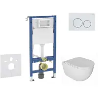 Geberit Duofix - Voorwand montageset, Oudee toilet en softclose zitting, Delta20 bedieningsplaat, alpine wit SANI11CA3138B
